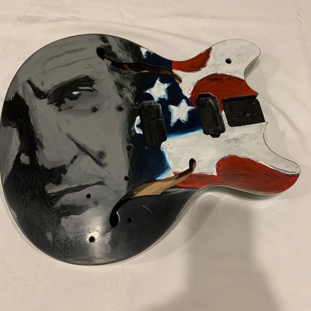 Custom Painted Johnny Cash Guitar Piece